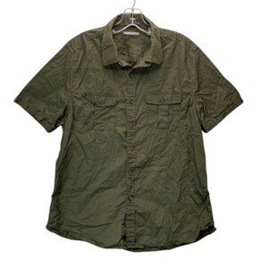 Michael Bastian Safari Shirt Womens L Green Cotton Short Sleeve Button Up Casual
